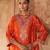 Orange embroidered chanderi silk kurta set With Dupatta
