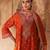 Orange embroidered chanderi silk kurta set With Dupatta