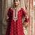 Red embroidered chanderi silk kurta set