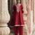 Red embroidered chanderi silk kurta set