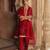 Red embroidered chanderi silk kurta set With Dupatta