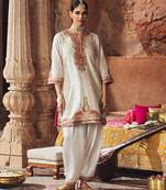 Ivory embroidered chanderi silk kurta set