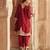 Red embroidered chanderi silk kurta set
