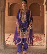 Purple embroidered chanderi silk kurta set