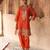 Orange embroidered chanderi silk kurta set