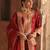 Red embroidered chanderi silk kurta set