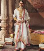 Ivory embroidered chanderi silk kurta set