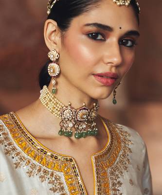 Ivory embroidered chanderi silk kurta set 4