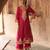 Hot pink embroidered chanderi silk kurta set