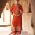 Orange embroidered chanderi silk kurta set