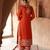 Orange embroidered chanderi silk kurta set