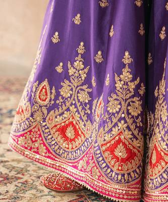 Purple embroidered chanderi silk sharara set 5