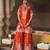 Orange embroidered chanderi silk sharara set