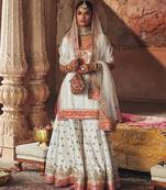 Ivory embroidered chanderi silk sharara set
