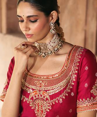 Hot pink embroidered chanderi silk sharara set 3