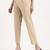 beige woven cotton flex trousers slim fit regular pant