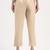 beige woven cotton flex trousers slim fit regular pant