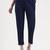 navy blue woven cotton flex trousers slim fit regular pant