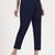 navy blue woven cotton flex trousers slim fit regular pant