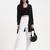 white woven cotton flex trousers slim fit regular pant