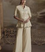 Cream georgette embroidered Palazzo suit