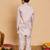 Boys cotton silk geometric sequined embroidered kurta & pyjama set with shrug- lavender