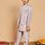 Boys cotton silk geometric sequined embroidered kurta & pyjama set with shrug- lavender