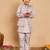 Boys cotton silk geometric sequined embroidered kurta & pyjama set with shrug- lavender