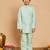 Boys cotton silk geometric sequined embroidered kurta & pyjama set with shrug- aqua blue