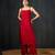 Red plain dola silk kurta set