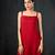 Red plain dola silk kurta set