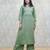 women pure cotton embroidery green kurta with pant