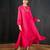 Rani pink plain dola silk kurta set
