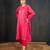 Rani pink printed chanderi kurta set