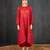 Red printed chanderi kurta set