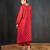 Red printed chanderi kurta set