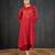 Red printed chanderi kurta set