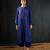 Royal blue printed chanderi kurta set
