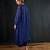 Royal blue printed chanderi kurta set