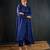 Royal blue printed chanderi kurta set