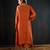 Orange plain dola silk kurta set