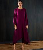 Purple plain dola silk kurta set