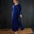 Navy blue plain dola silk kurta set