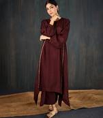 Brown plain dola silk kurta set
