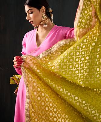 Light pink plain cotton silk anarkali 3