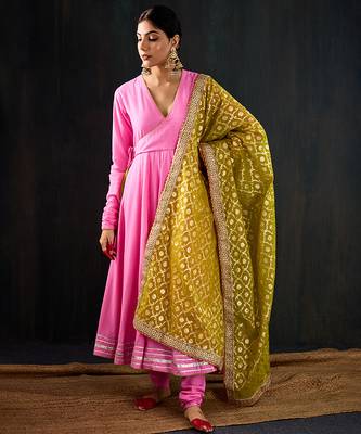 Light pink plain cotton silk anarkali 5