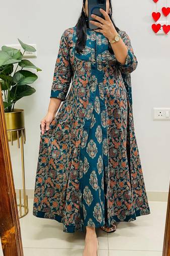 women pure cotton printed blue kurta with pant and dupatta