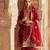 Red embroidered chanderi silk kurta set