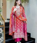 Orange Women Silk Embroideredry Kurta With Pant And Dupatta