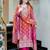 women silk embroidery orange kurta with pant and dupatta